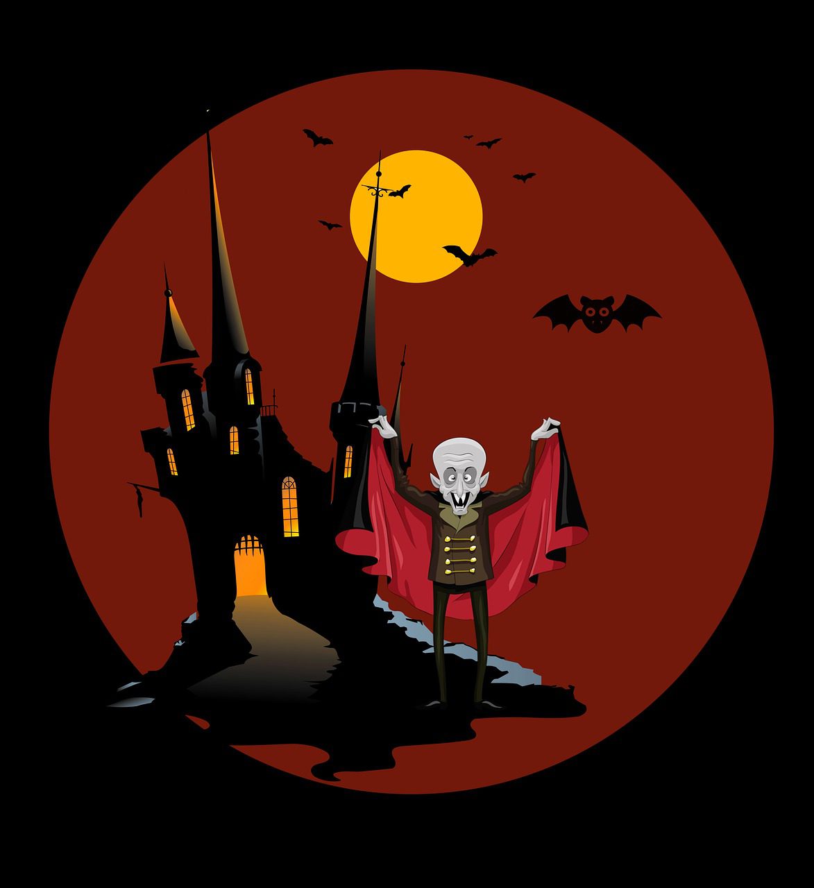 Vampire Castle Bat Halloween  - mollyroselee / Pixabay