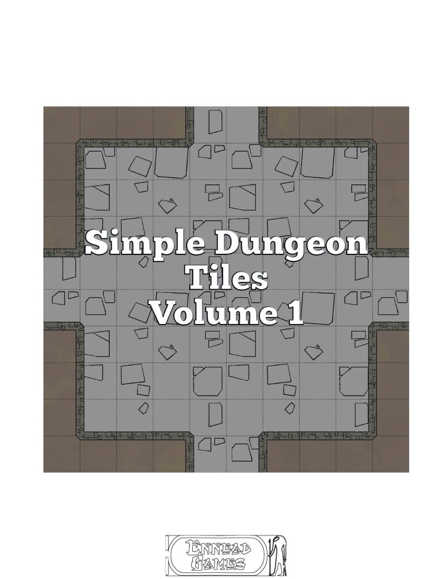 Dungeon tile in a 10x10 grid, dark brown background/dirt with gret floors and a darker grey walls, , square room with four corridor exits